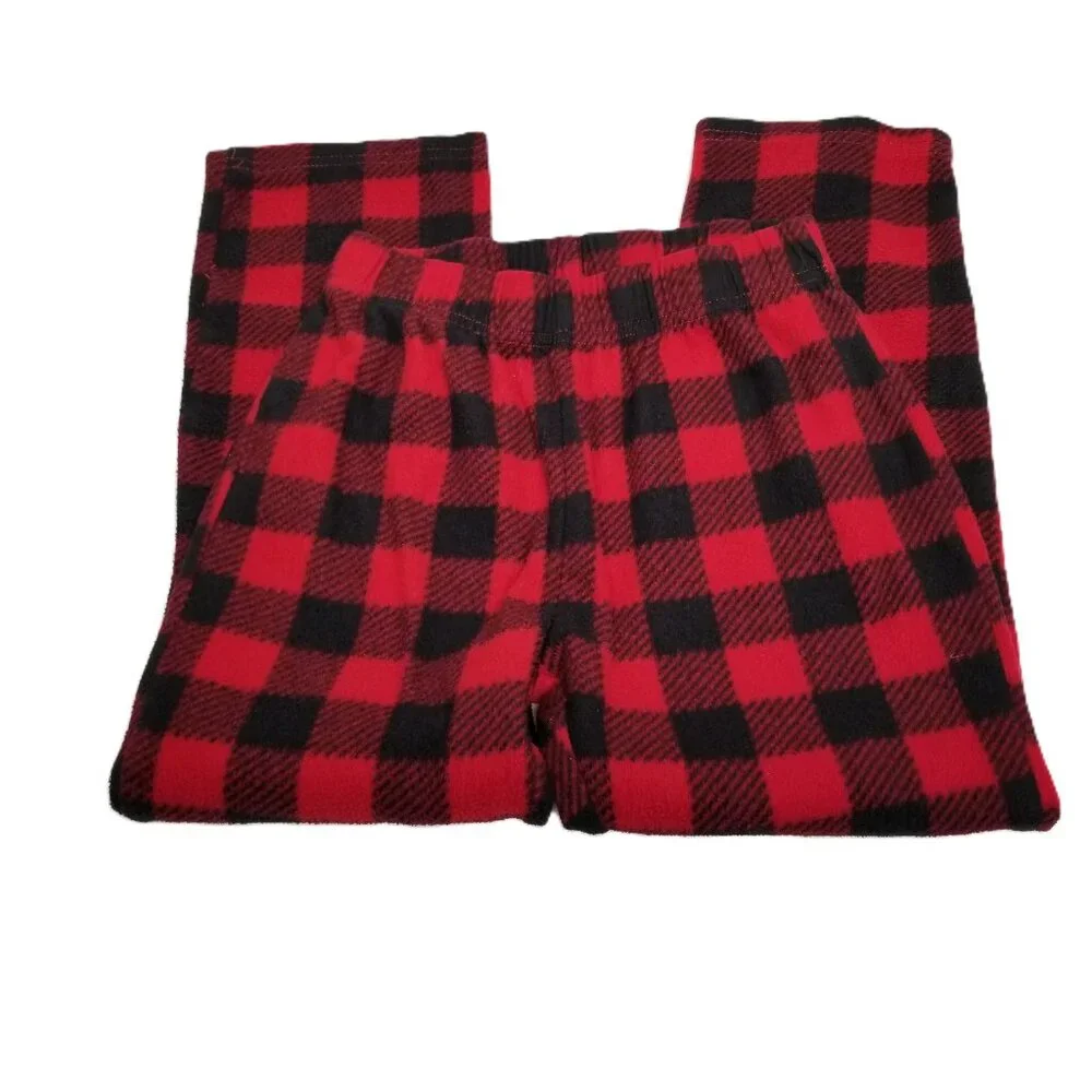Sleep On It Pajama Pants Size S 6 7 Red Black Buffalo Plaid Fleece Cozy Kids